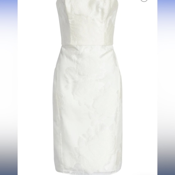 Amsale Rose Fil Coupé Strapless Cocktail Dress Wedding Reception - Picture 5 of 12